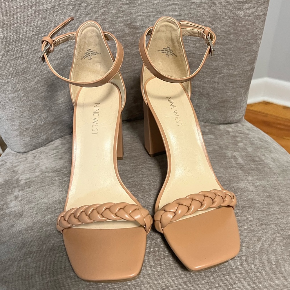Nine West Block Heels With Square Toe- Shade: Nude - image 2